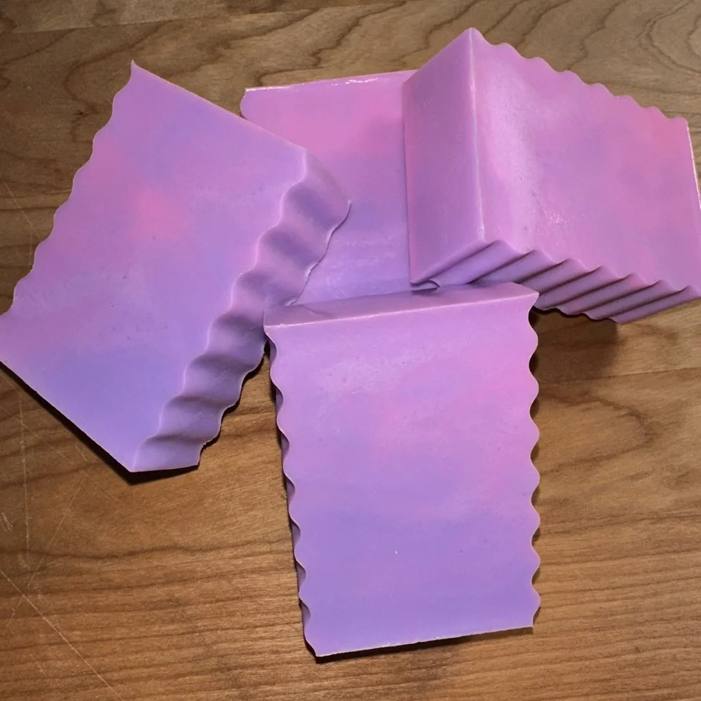 Handmade Lavender‎ Purple Soap Bars - Scalloped Edge